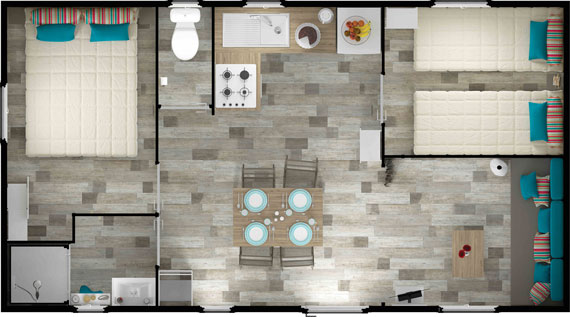 Map Comfort Mobile Home, 27 m² (2 bedrooms - sleeps 4–6)